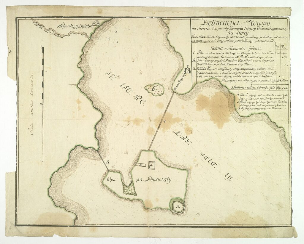 Salos planas ir tiltas į Drūkšių miestelį (1622 m.)