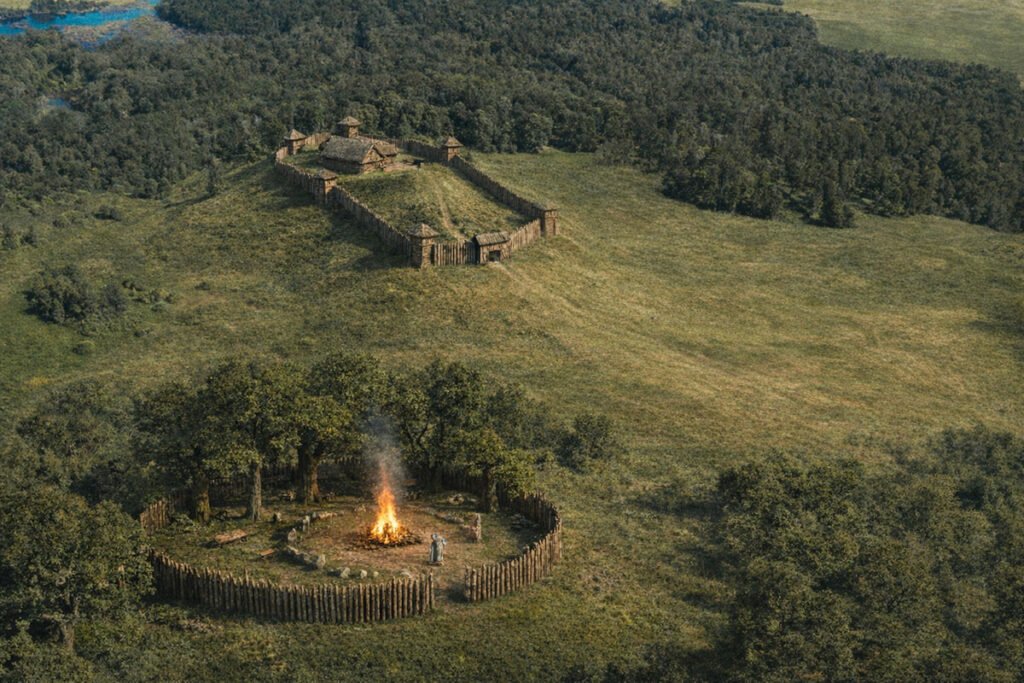 Senovinės pilieas ant piliakalnio rekonstrukcija