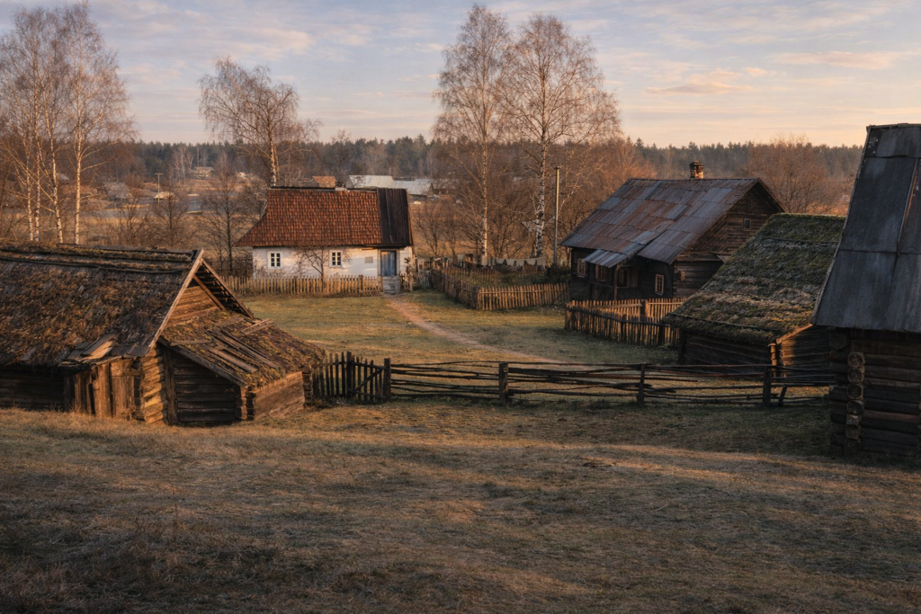 Zervynų kaimas rudenį