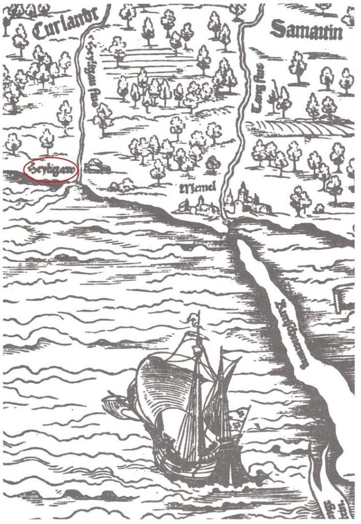Šventoji 1542 m. Heinricho Zello Prūsijos žemėlapyje